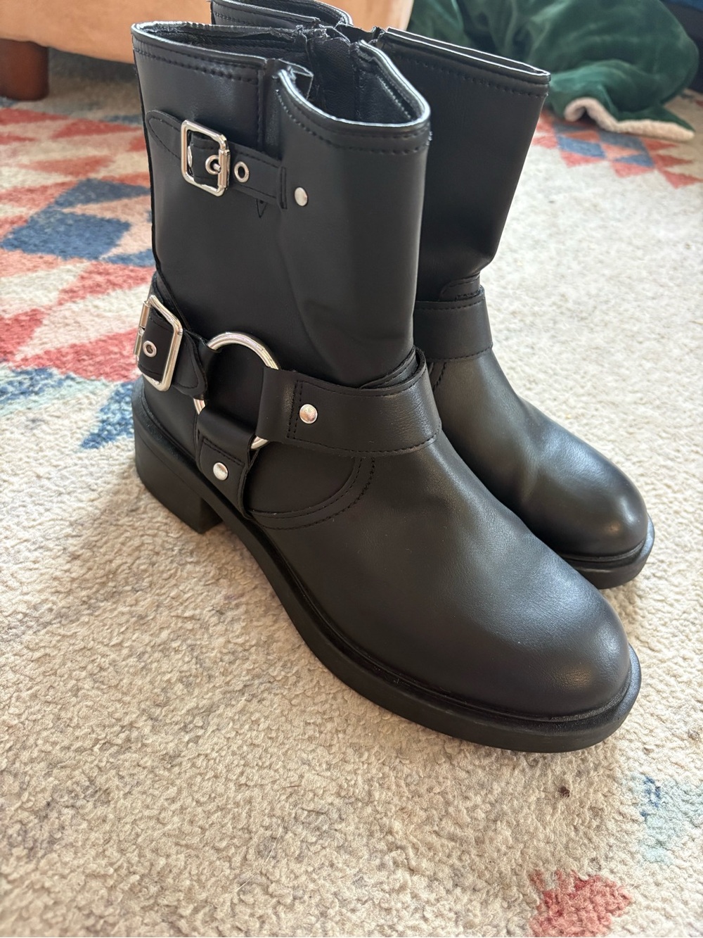 Target Black Women's Moto Harness Boots with Buckle Accents